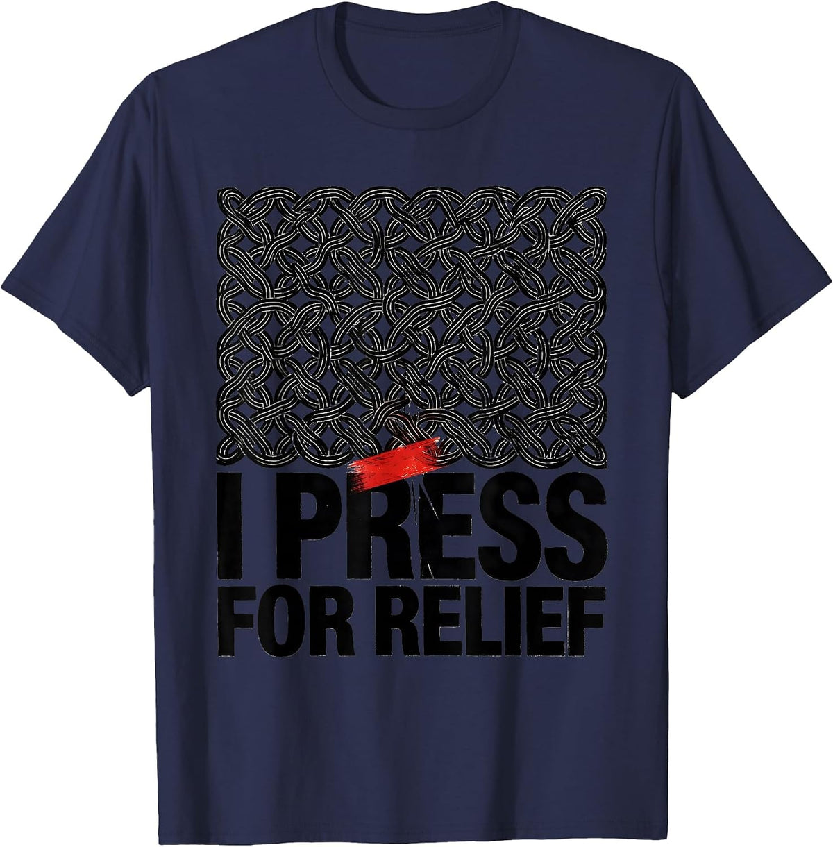 Men's I Press For Relief Funny Massage Therapist Occupational T-Shirt - Navy Blue