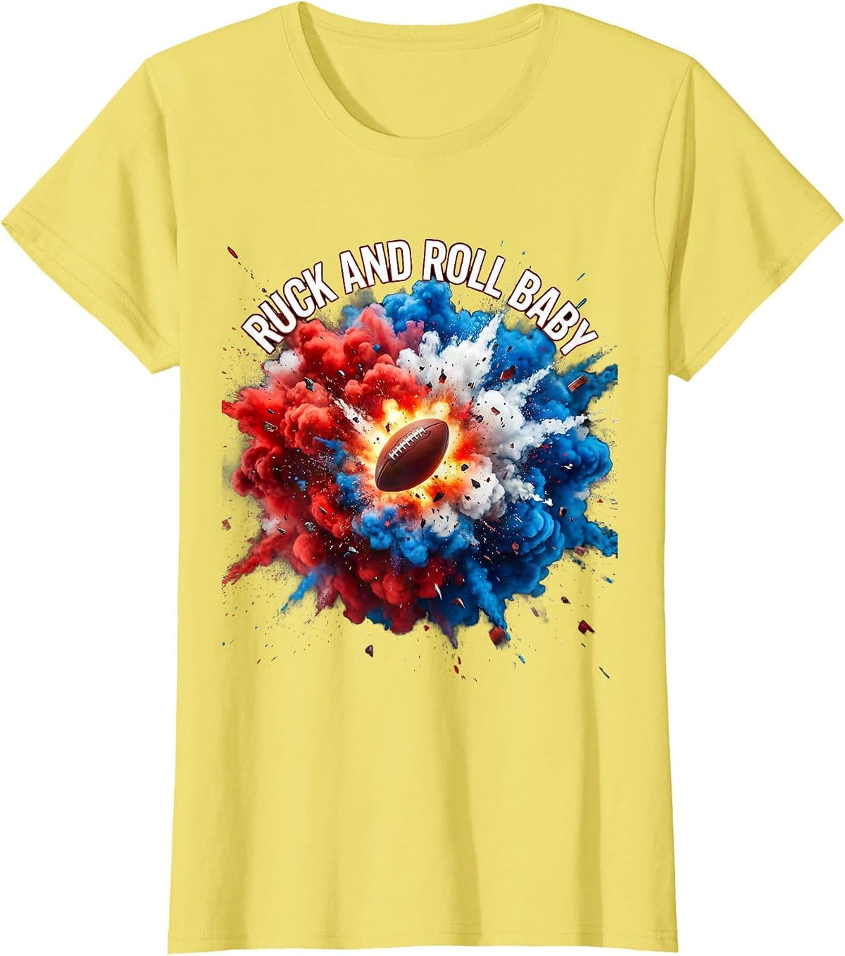 Ruck and Roll Baby Rugby Graphic Design T-Shirt - Lemon Yellow