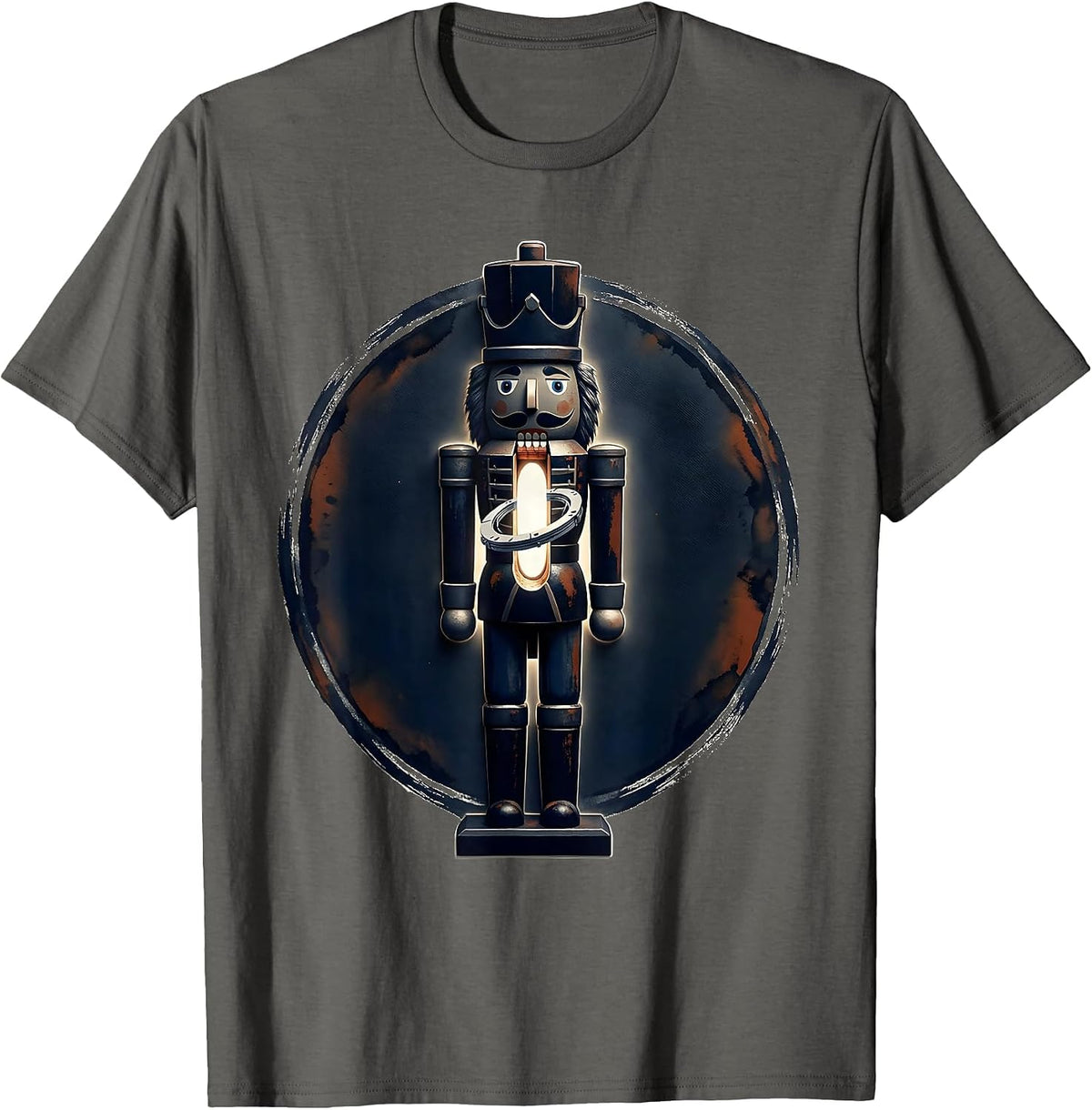 Christmas Nutcracker Radiology Tech Rubber Stamp Humor T-Shirt - Asphalt Grey