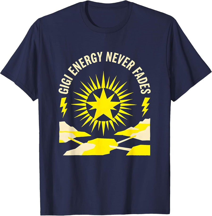Gigi Energy Never Fades Grandma Design T-Shirt - Navy Blue