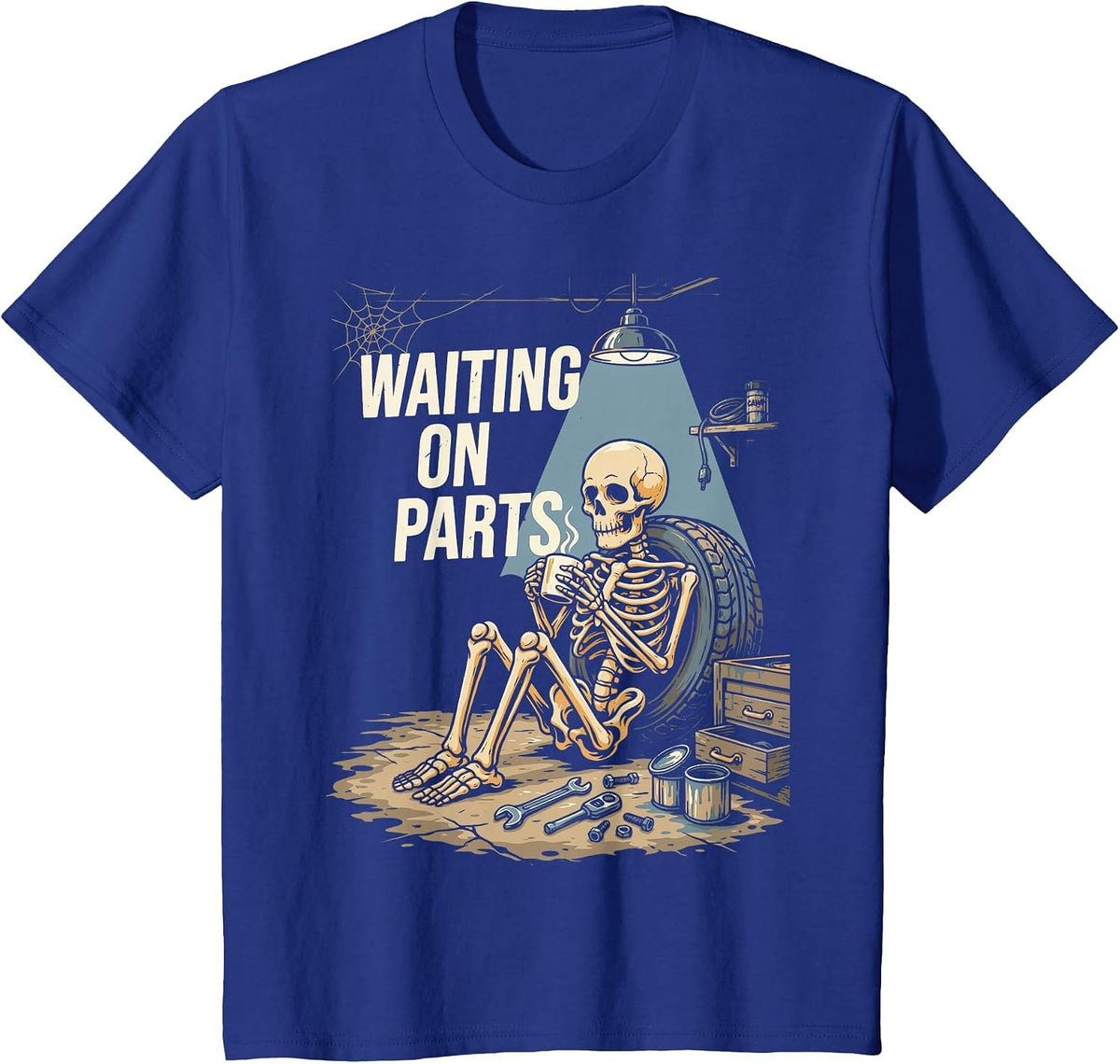 Mechanic Men Auto Repair Waiting on Parts Car Technician T-Shirt - Royal Blue