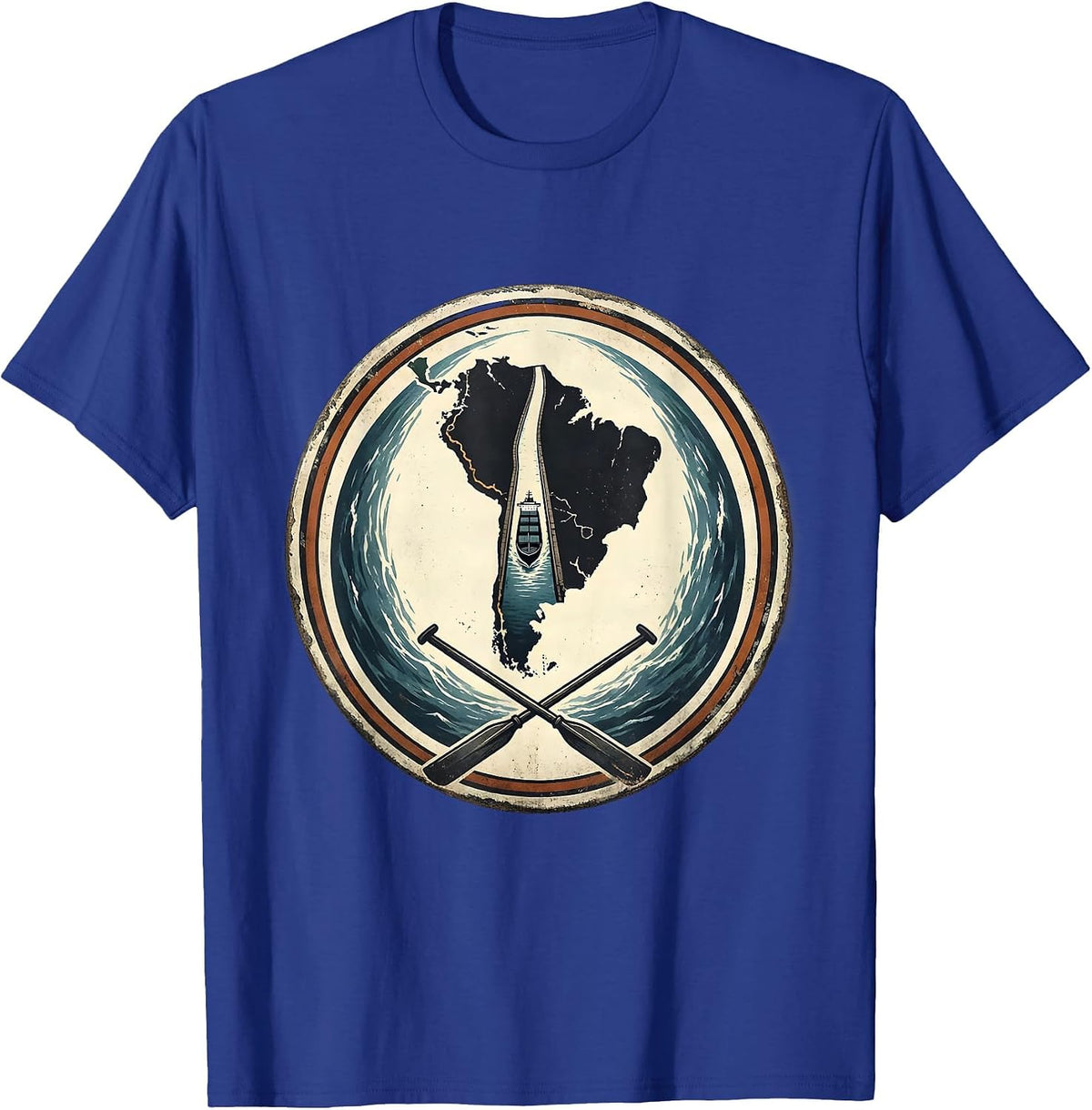 Men's Sealed Coastal Badge Distressed Vintage Souvenir T-Shirt - Royal Blue