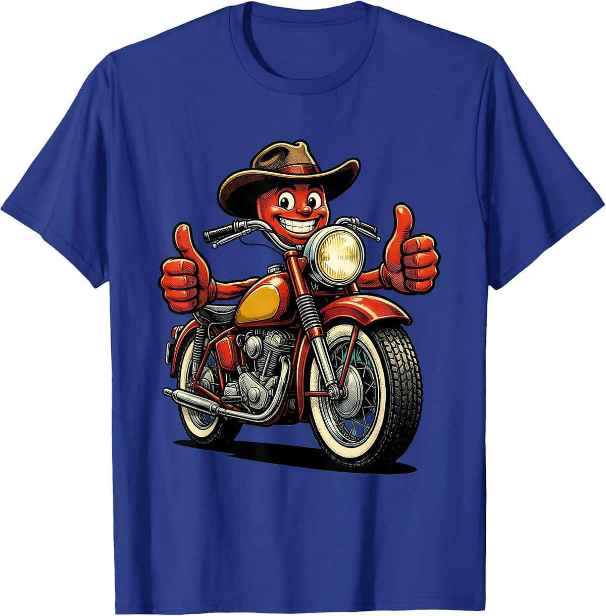 Men's Vintage Classic Motorcycle Chrome Details Side View T-Shirt - Royal Blue