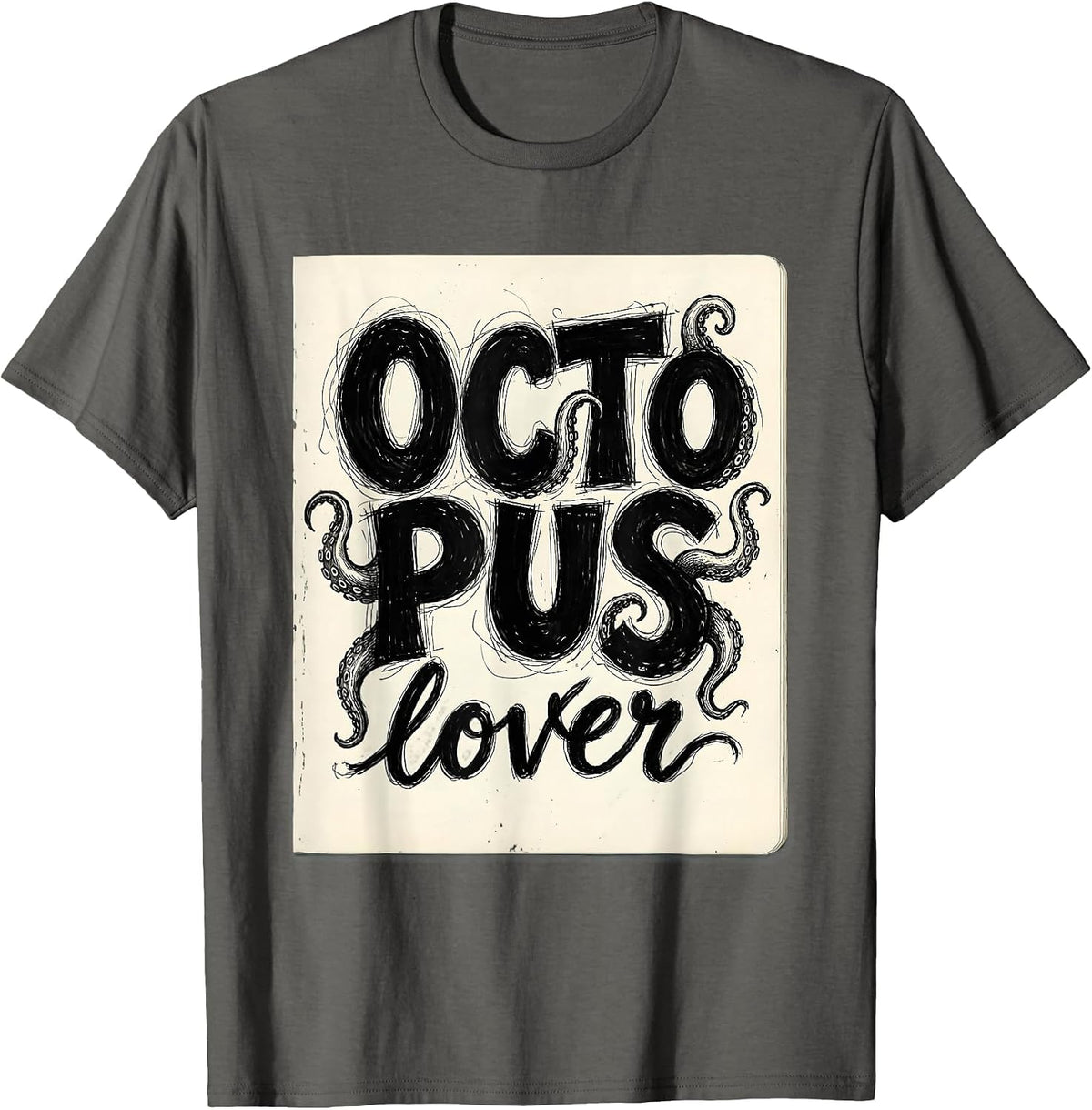 Octopus Lover Graphic Design for Sea Life Fans T-Shirt - Asphalt Grey