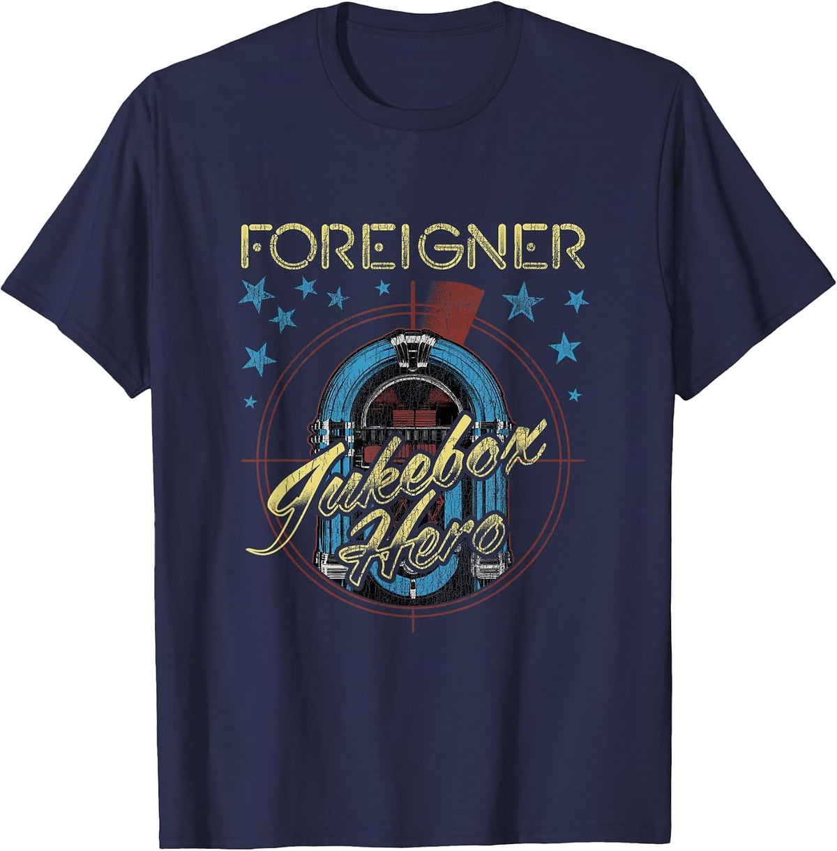Foreigner Rock Band Jukebox American Cladsic PAPL2696 T-Shirt - Navy Blue