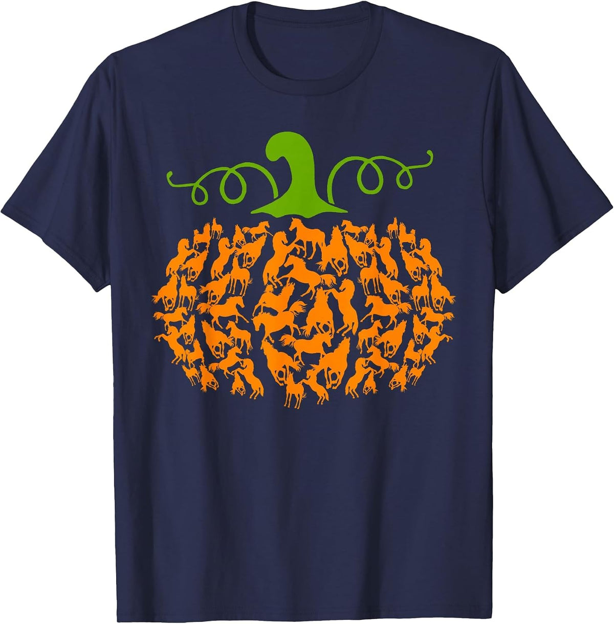 Pumpkin Horse Lover Halloween Costume Girls Women T-Shirt - Navy Blue