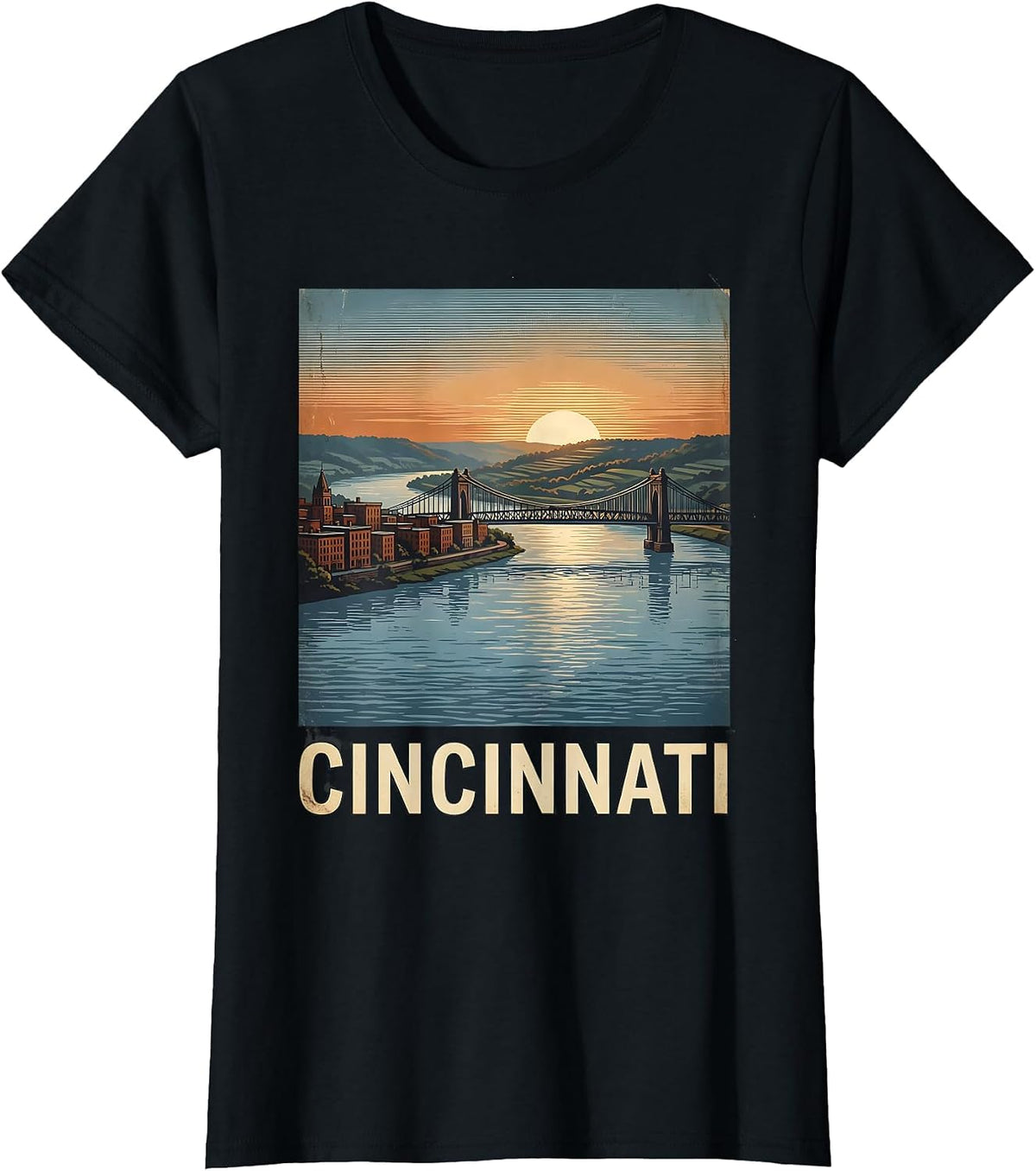 Cincinnati Vintage Retro City Pride T-Shirt - Black