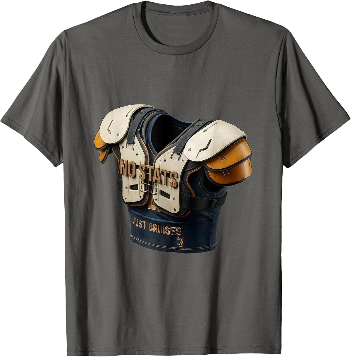 No Stats Just Bruises Funny Offensive Lineman Football Humor T-Shirt - Asphalt Grey