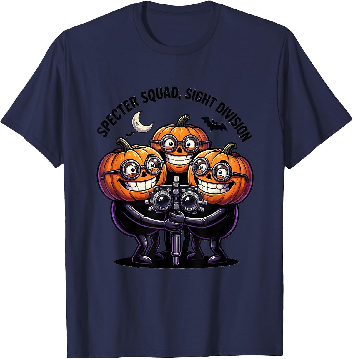 Specter Squad Sight Division Cartoon Halloween Optometrist T-Shirt - Navy Blue