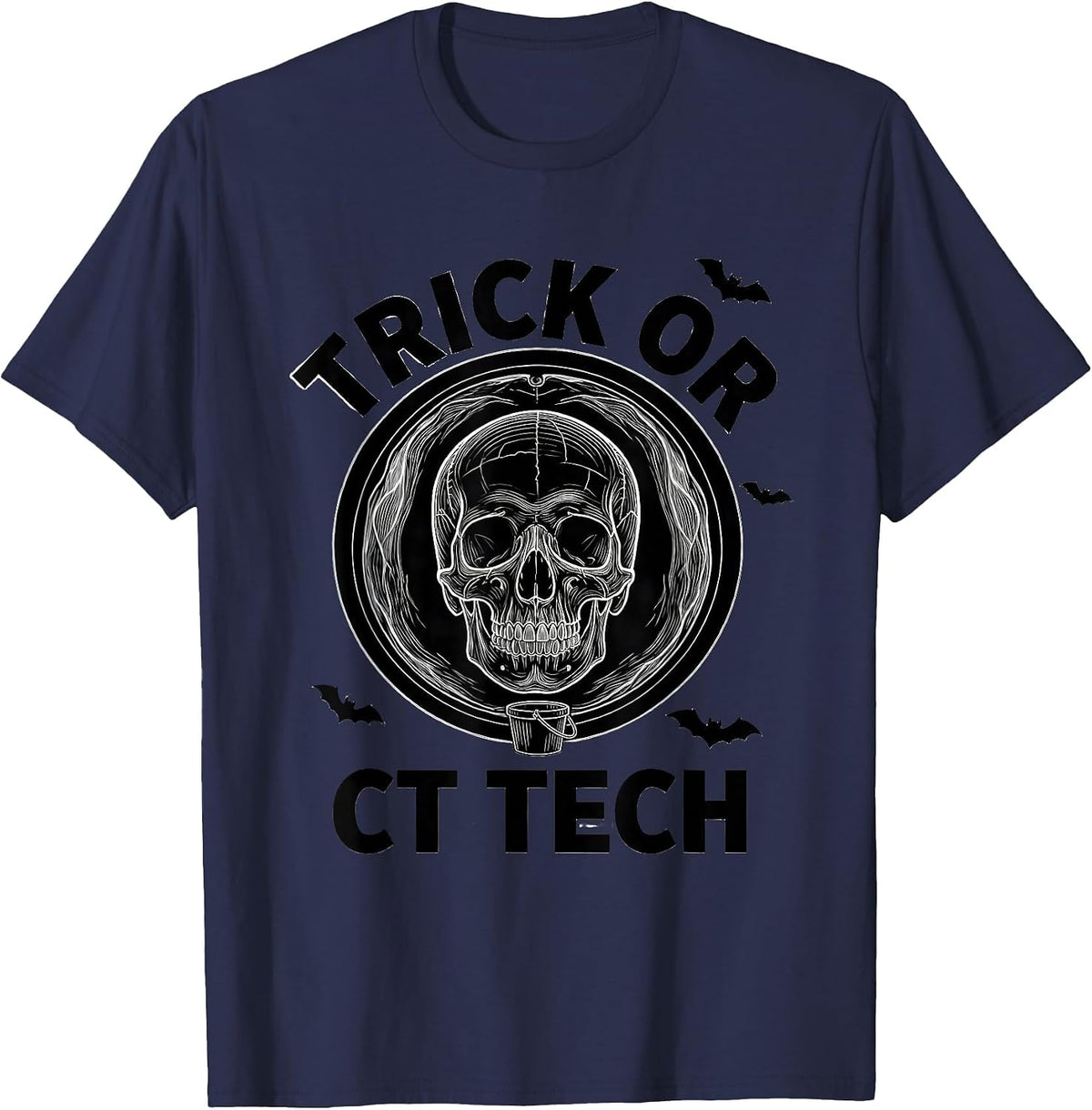 Trick Or CT Tech Funny Radiology Tech Halloween Humor T-Shirt - Navy Blue