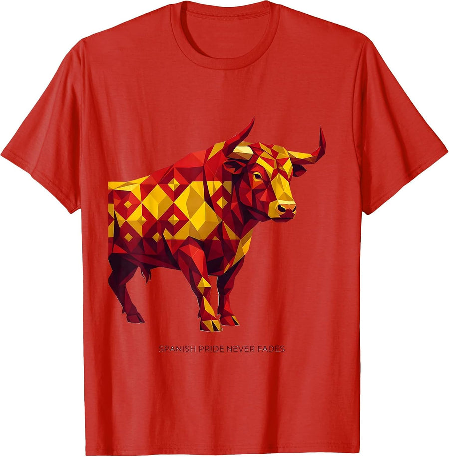 Men's Spanish Pride Never Fades Heritage Month Design T-Shirt - Red