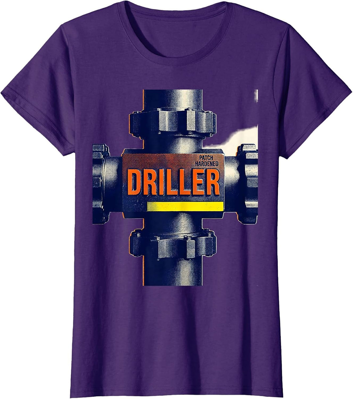 Women's Driller, Patch Hardened Oilfield Worker Rugged Occupation T-Shirt - Purple