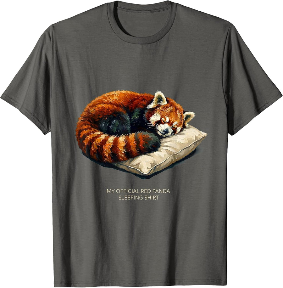 My Official Red Panda Sleeping Shirt Cute Animal Lover T-Shirt - Asphalt Grey