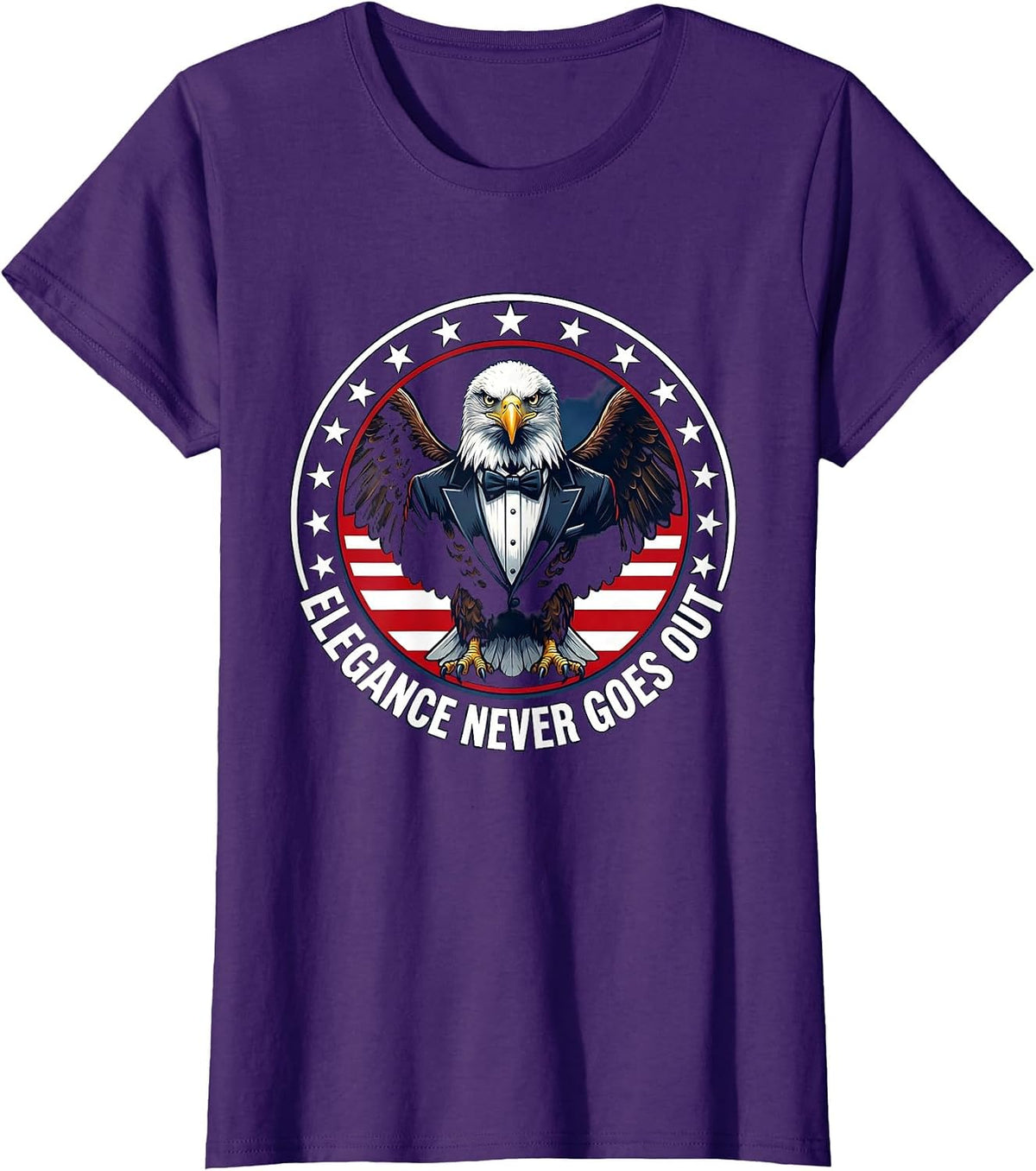 Women's Elegance Never Goes Out Tuxedo Style Design T-Shirt - Purple
