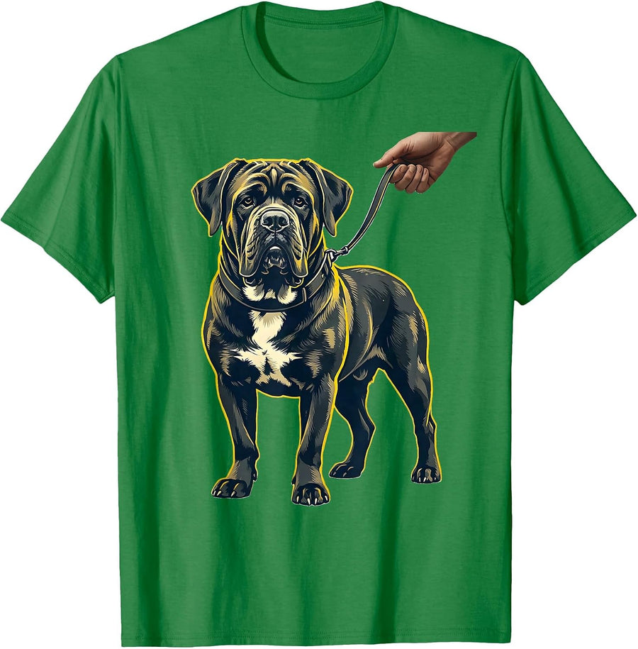 Men's Cane Corso Dog Stencil Graphic Dad Pet Lover T-Shirt - Kelly Green
