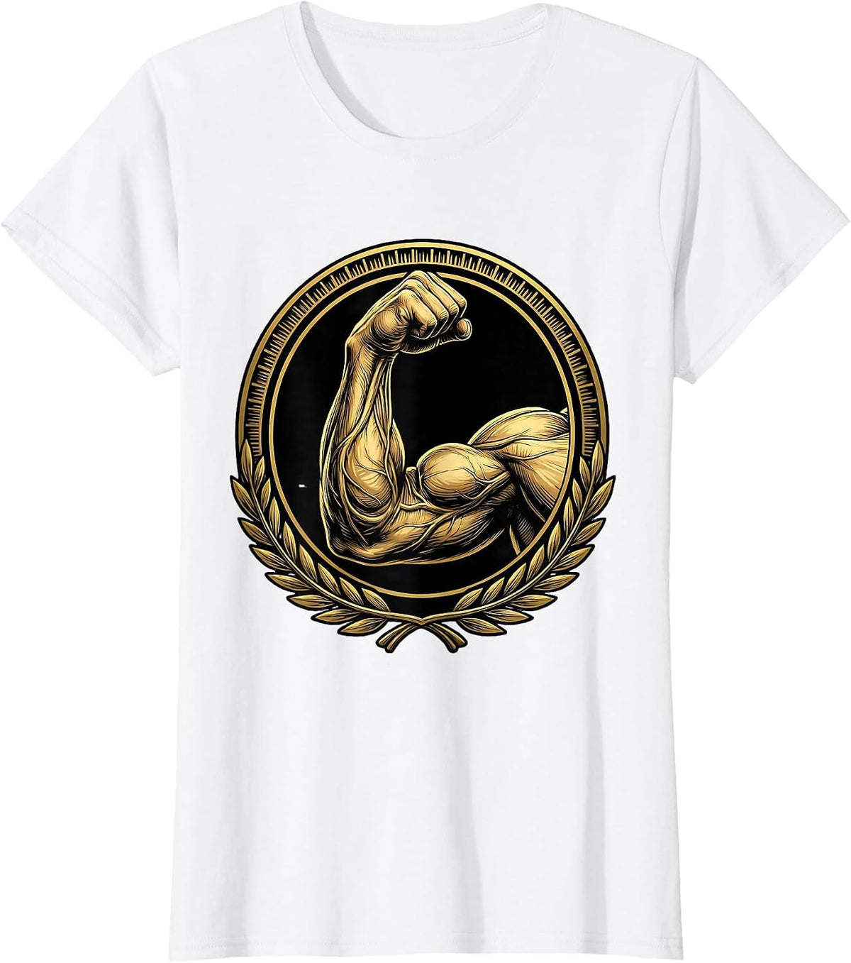 Bicep Curl Gym Illustration Graphic Tee T-Shirt - White