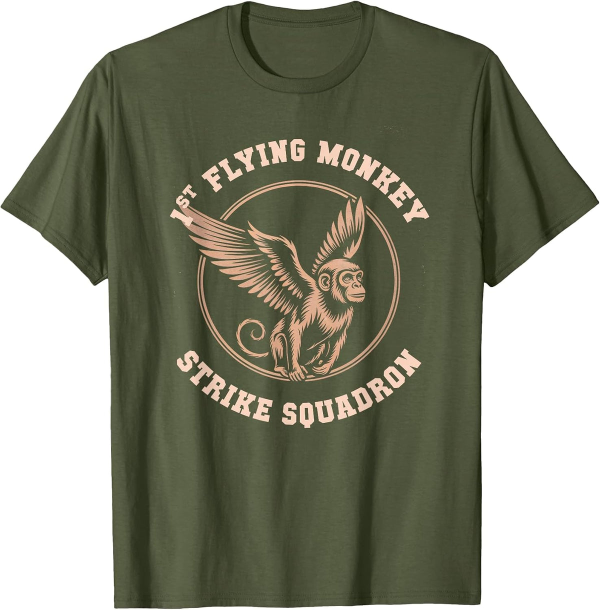 Team Flying Monkeys Squadron Wizard Spooky Military Force T-Shirt - Olive Green