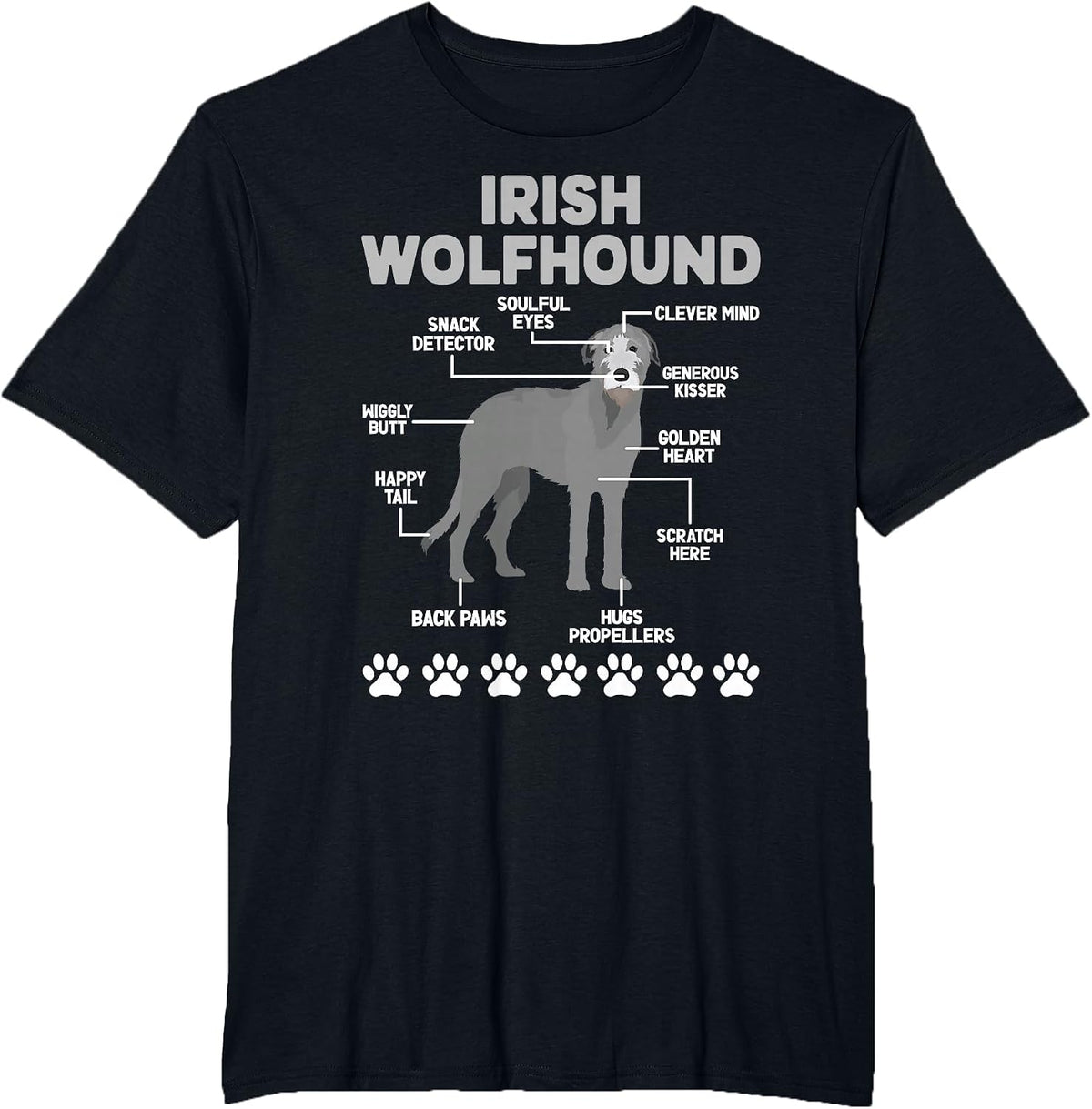 Anatomy of Irish Wolfhound Lover Irish Wolfhound Owner T-Shirt - Black