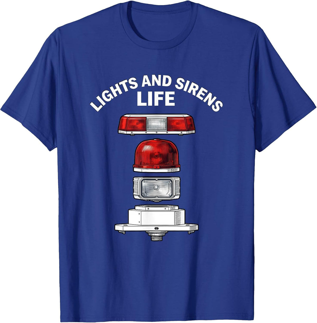 Lights and Sirens Life EMT Graphic Design T-Shirt - Royal Blue