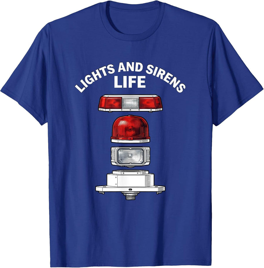 Lights and Sirens Life EMT Graphic Design T-Shirt - Royal Blue