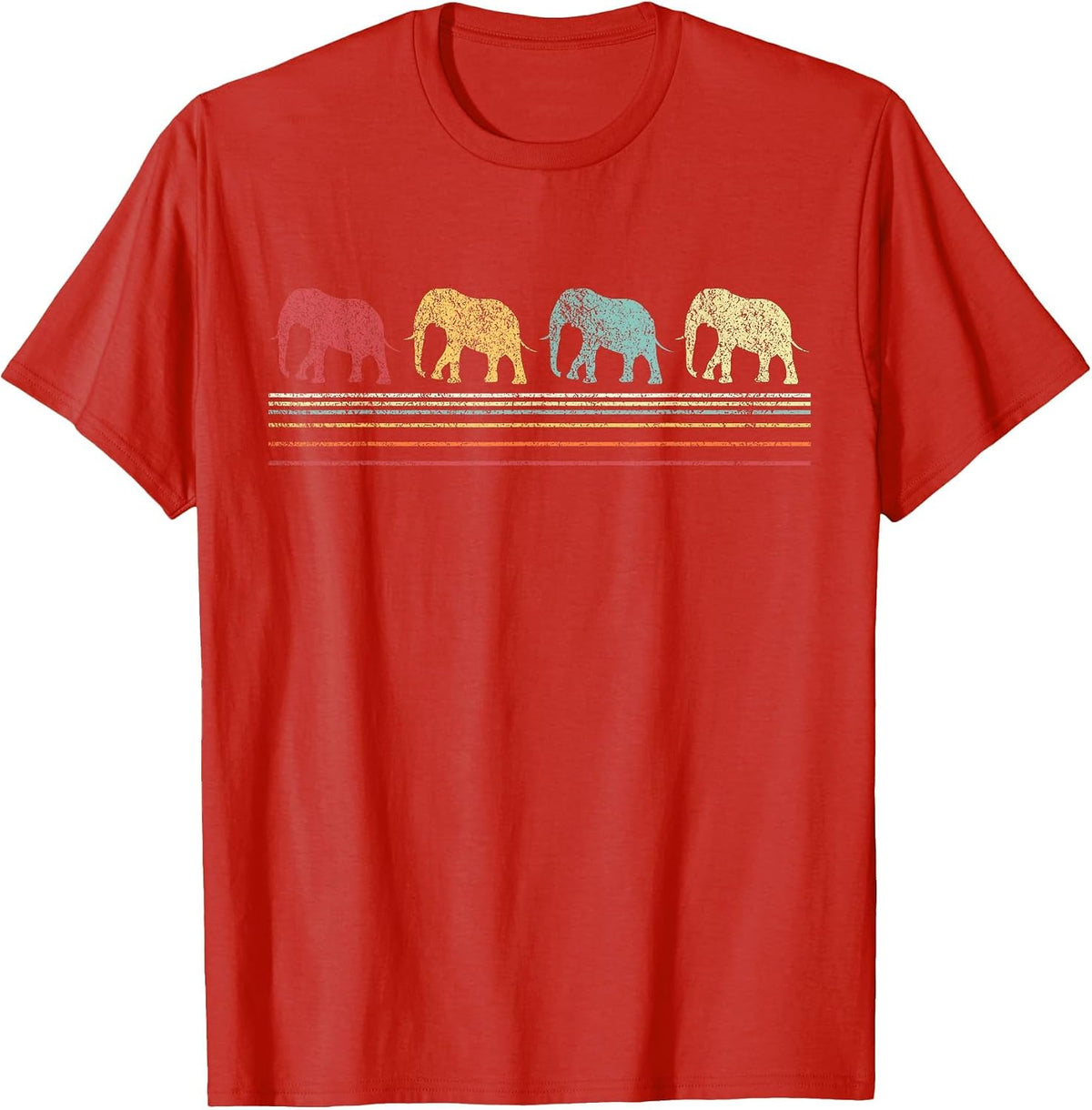 Elephant Lover Funny Elephant Retro T-Shirt - Red