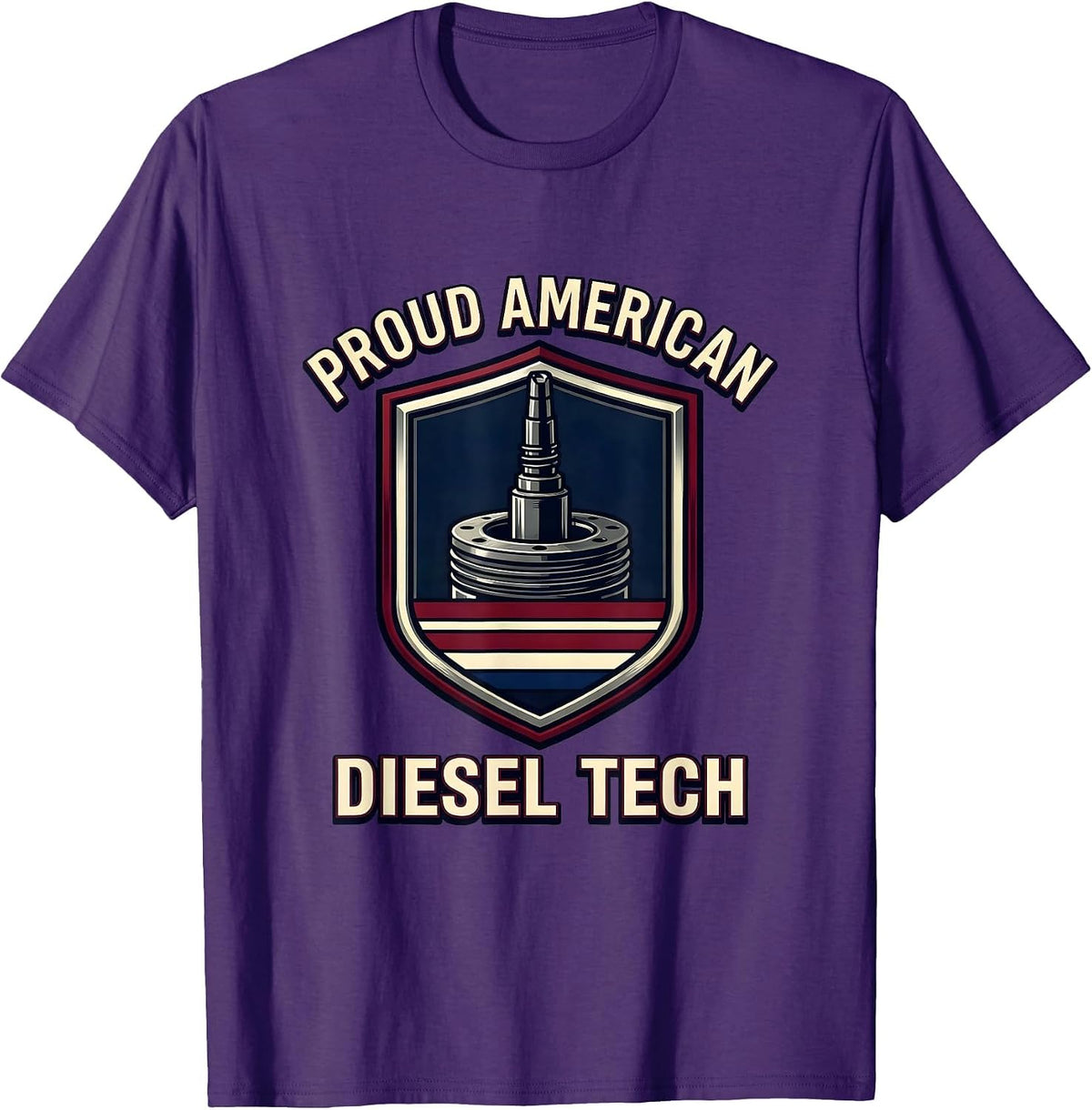 Men's Proud American Diesel Tech Patriotic Oilfield Worker Diesel T-Shirt - Purple