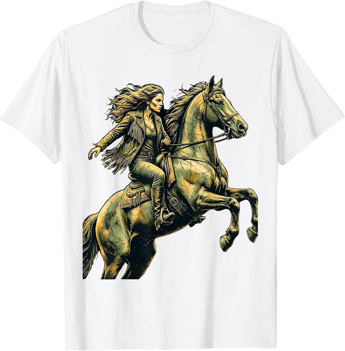 Men's Rodeo Arena Horse Taming Graphic Design T-Shirt - White