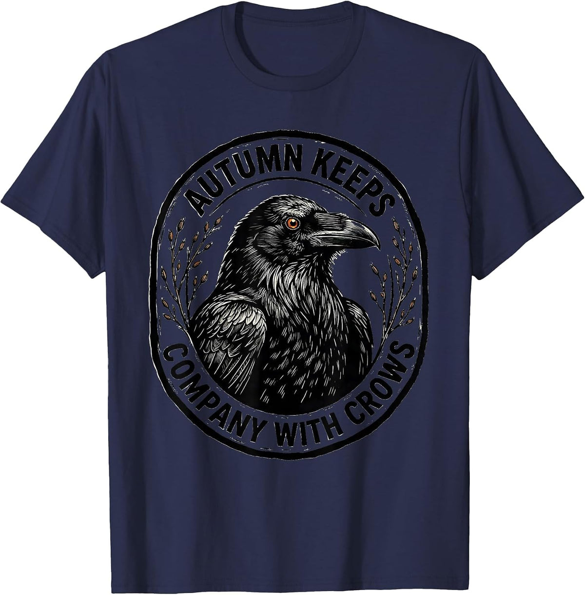 Men's Autumn Keeps Company With Crows Gothic Nature Bird Lover T-Shirt - Navy Blue