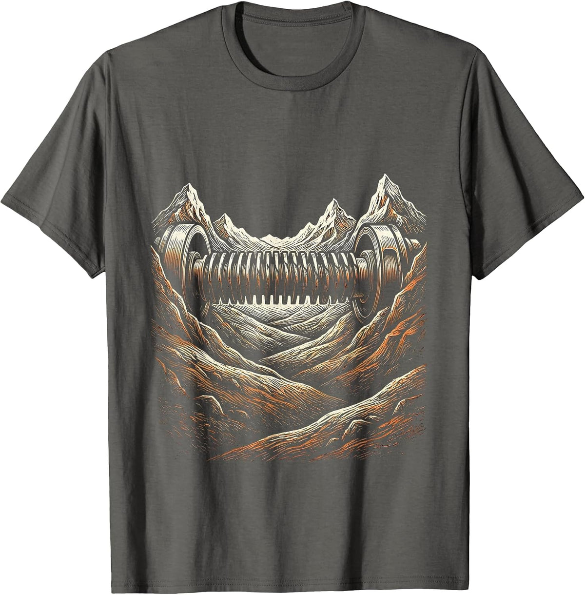 Men's Valley Forge Automotive Camshaft Silhouette Design T-Shirt - Asphalt Grey