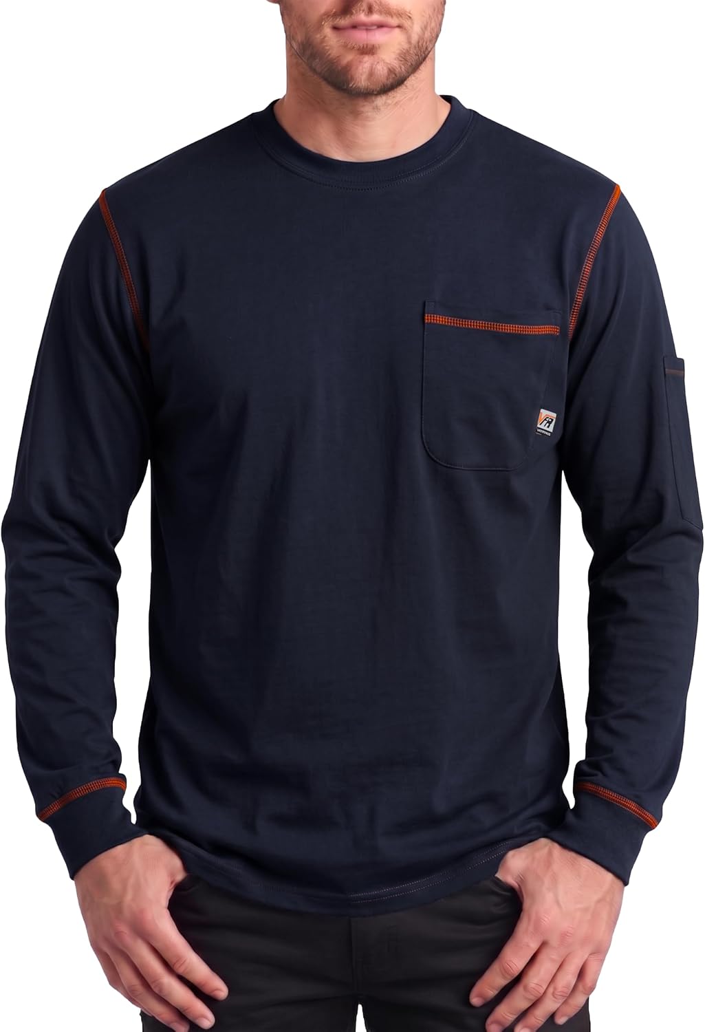 VATRENUS Men's FR T-Shirts 5.5oz CrewNeck Contrast Stitching Tee CAT2 100%C - Navy