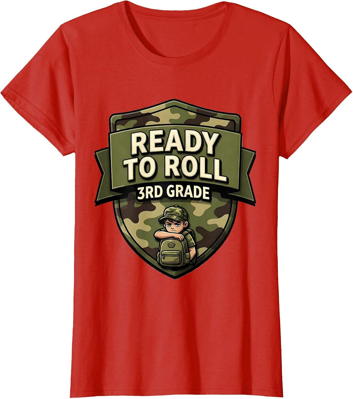 Ready To Roll 3rd Grade Camo Back To School Boy Teacher T-Shirt - Red