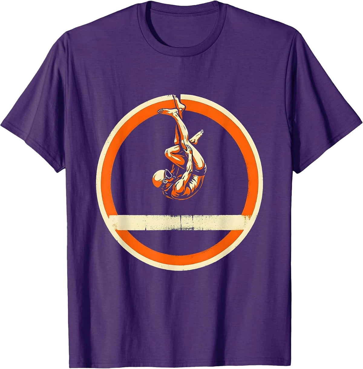 Men's Diver Tuck Position Mid-Air Diving Illustration T-Shirt - Purple