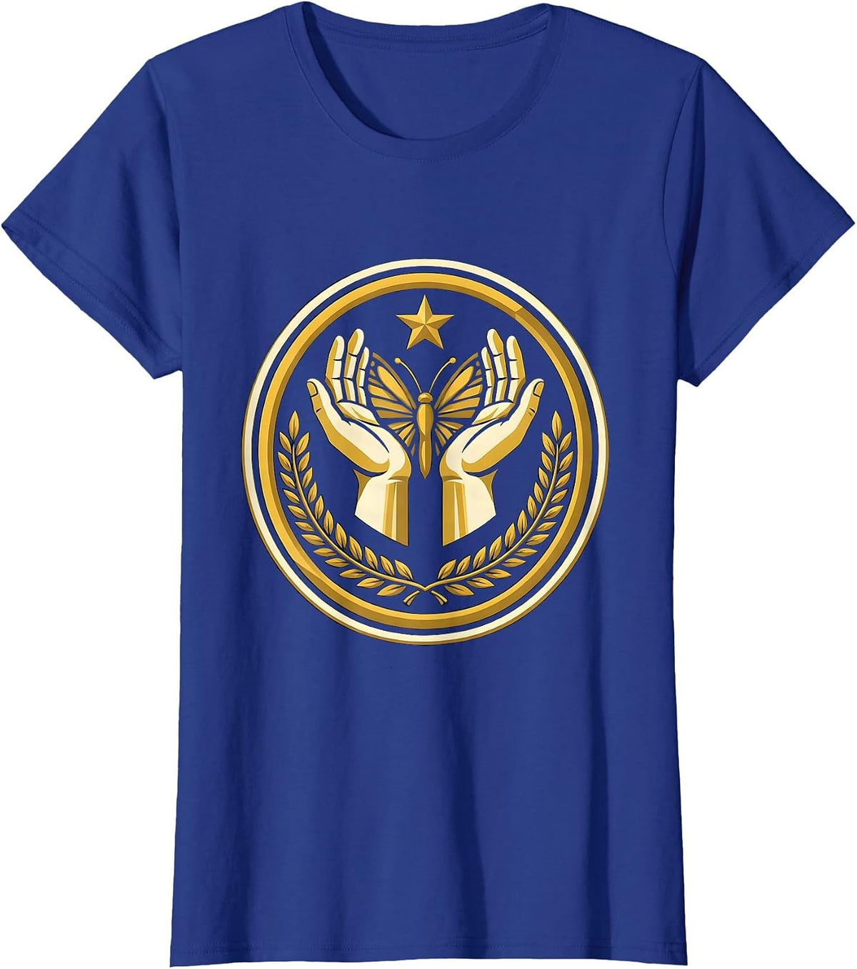 Women's American Sign Language Hands Illustration T-Shirt - Royal Blue