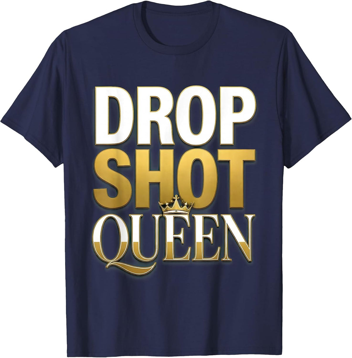 Drop Shot Queen Tennis Graphic Design T-Shirt - Navy Blue