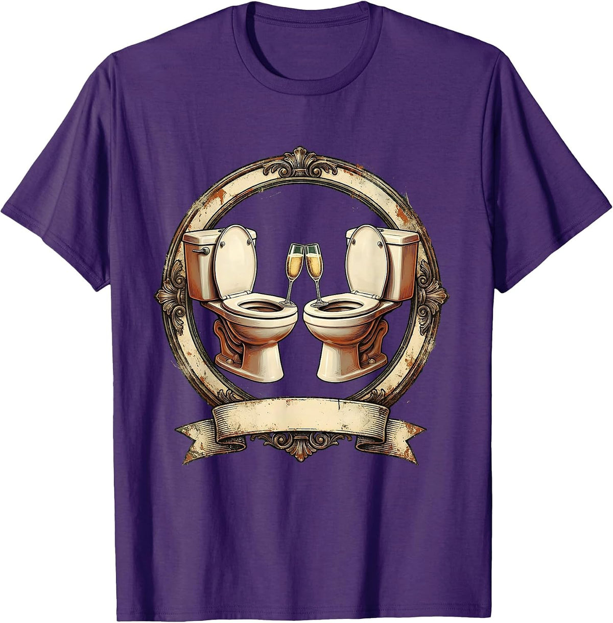 Toilet Cheers Funny Bathroom Humor Graphic T-Shirt - Purple