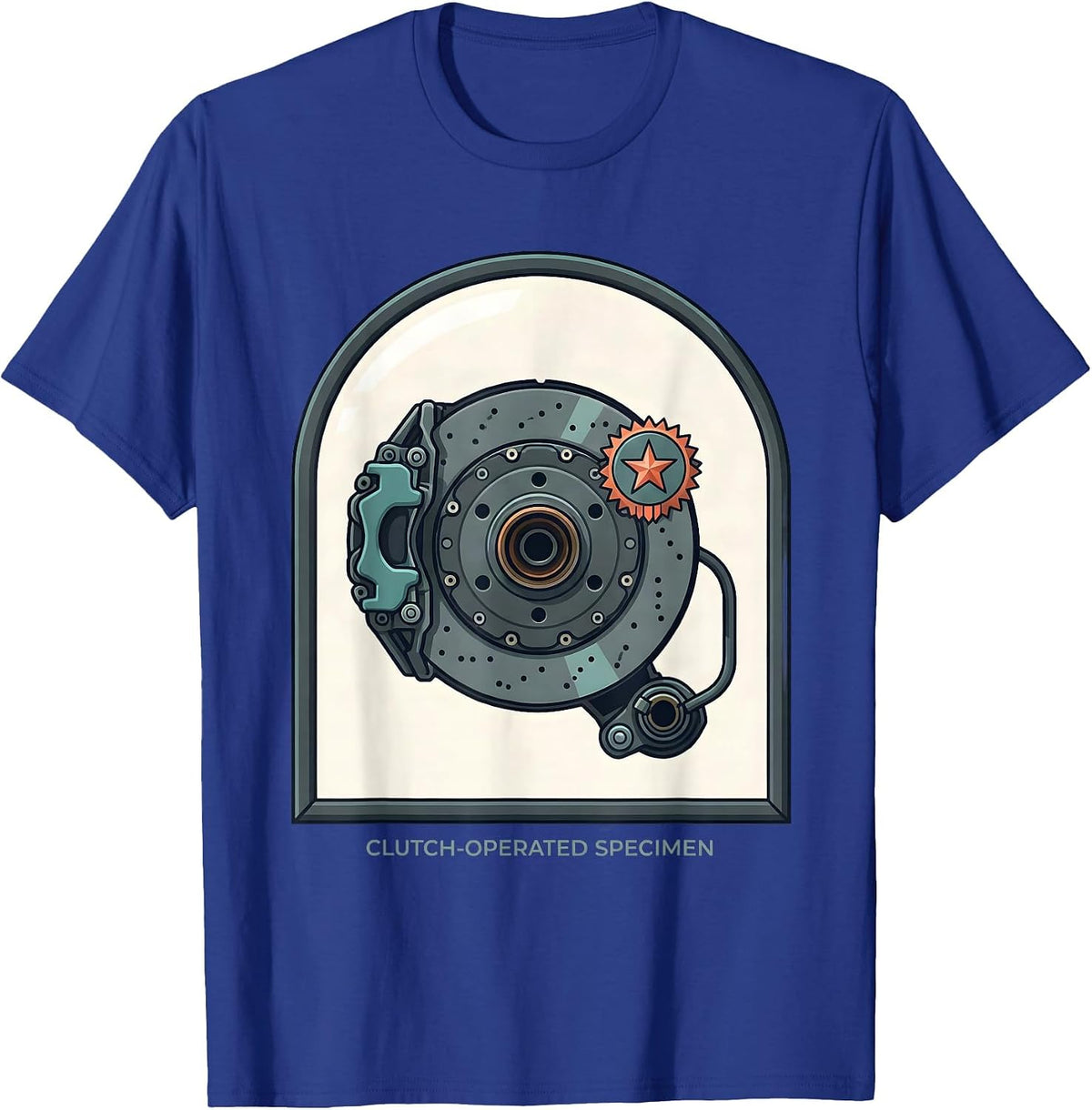 Clutch-Operated Specimen Funny Car Guy Manual Transmission T-Shirt - Royal Blue