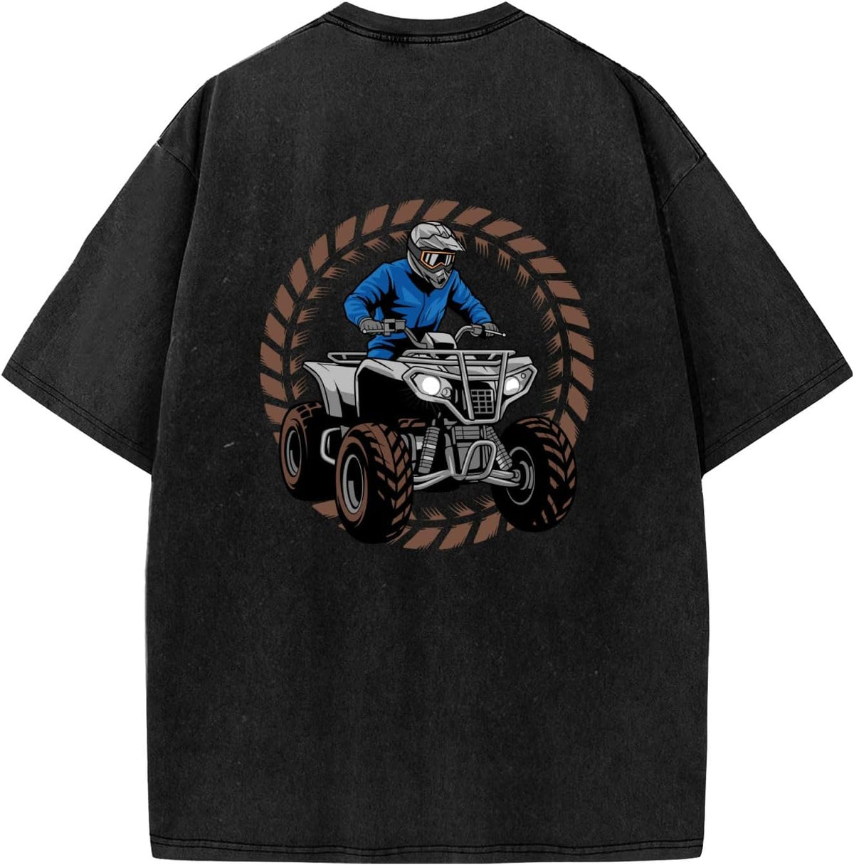 ATV Rider Quad Off Road tees Mens Trendy - Wash Black