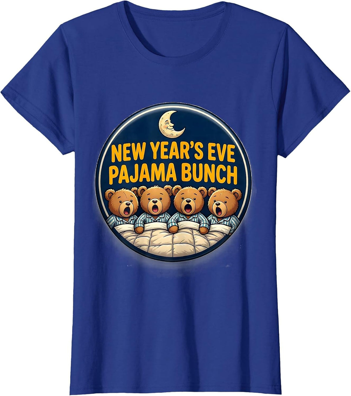Women's New Year's Eve Pajama Bunch Funny Family Matching Party Wear T-Shirt - Royal Blue