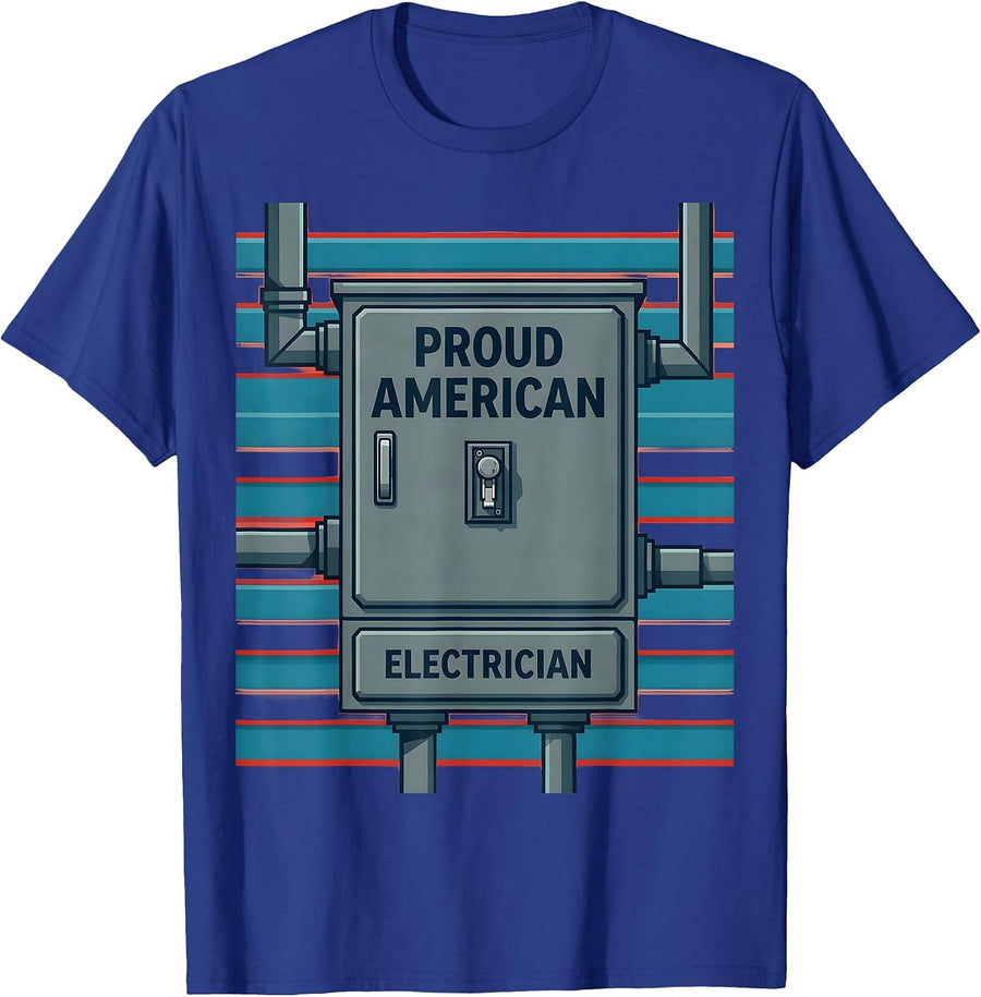 Proud American Electrician Patriotic Trade Worker Gift T-Shirt - Royal Blue