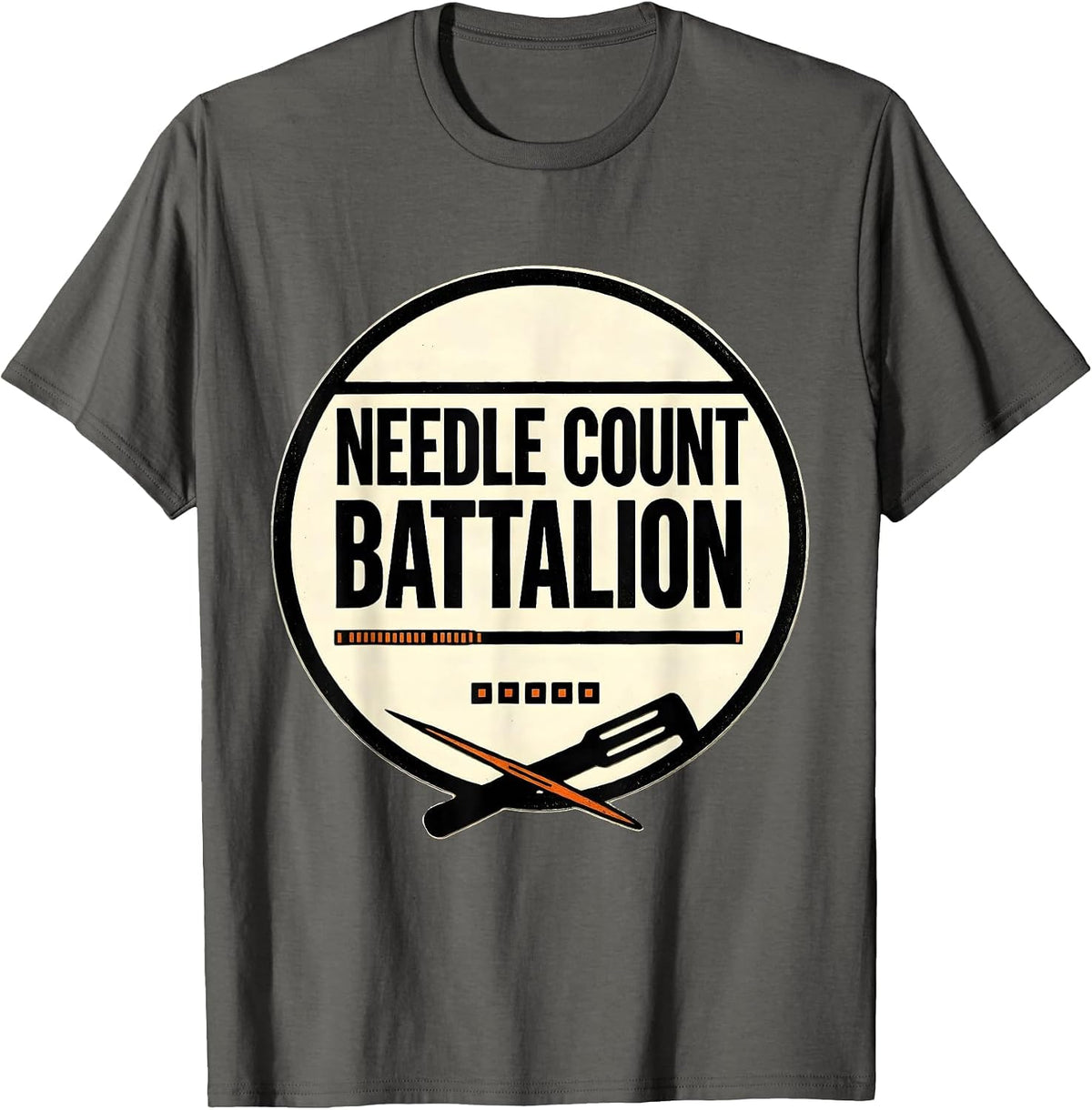 Needle Count Battalion Stencil Graphic Surgical Tech T-Shirt - Asphalt Grey