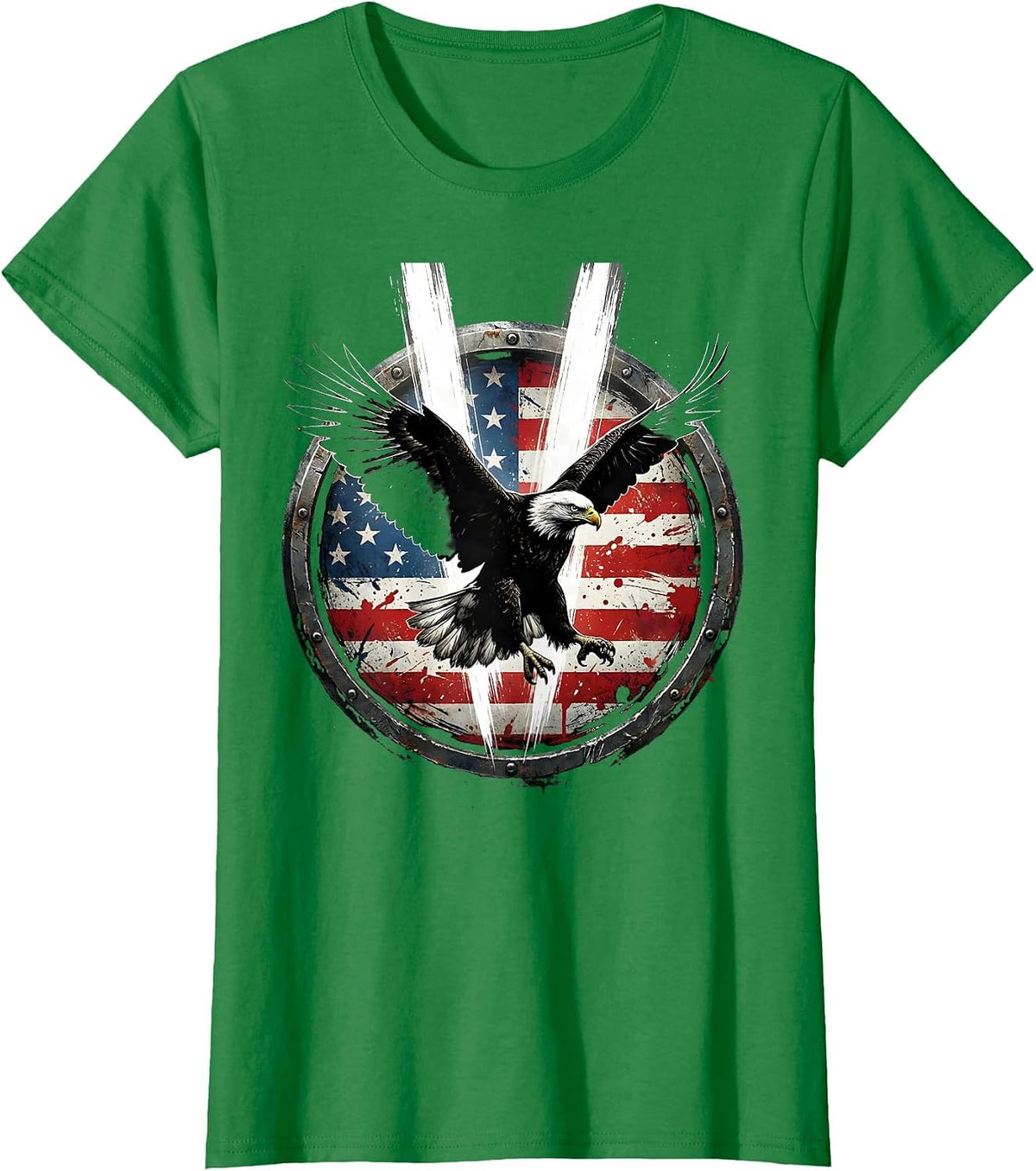 September 11 Memorial Bald Eagle Twin Beams T-Shirt - Kelly Green