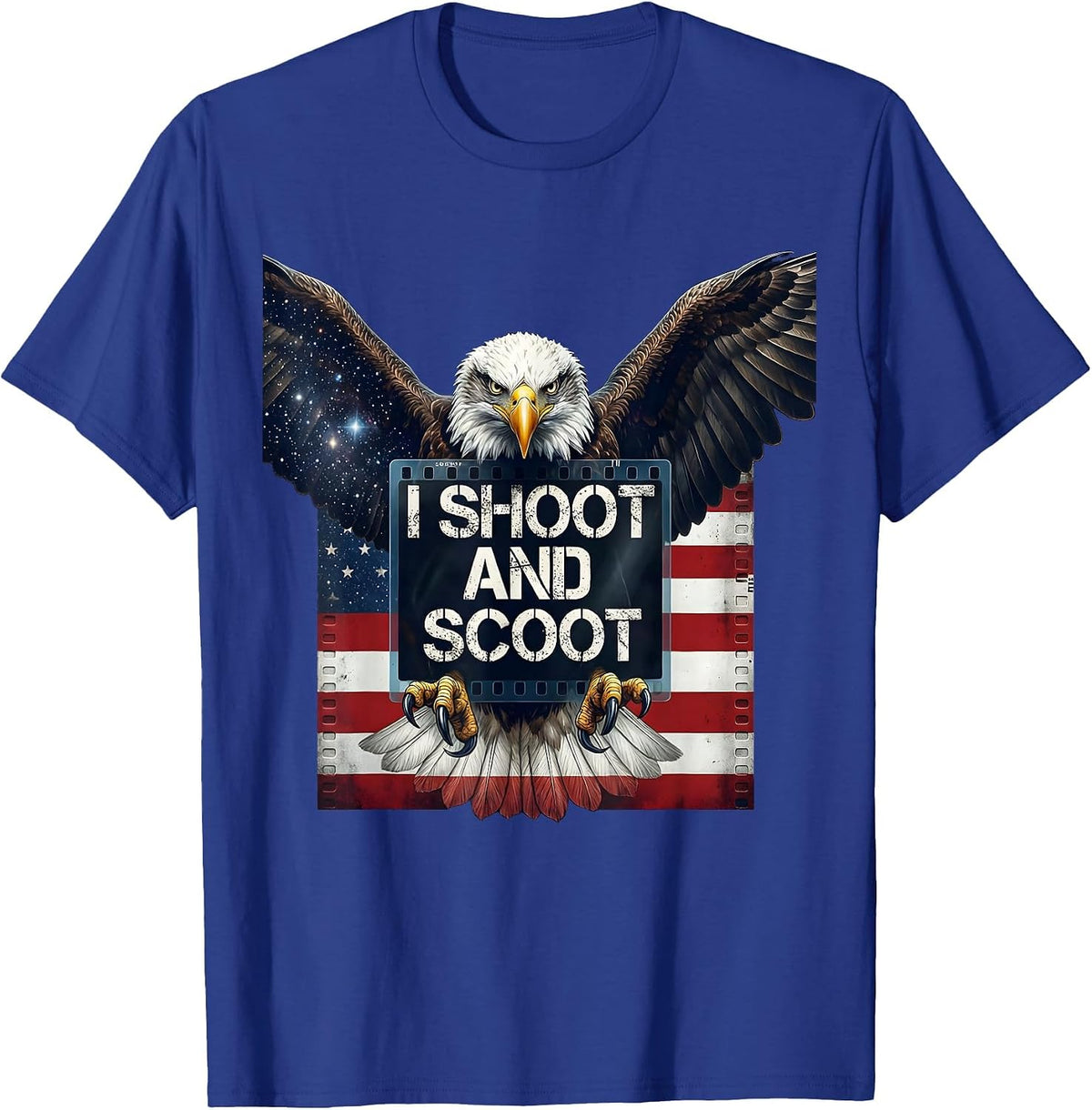 I Shoot and Scoot Radiology Humor Design T-Shirt - Royal Blue