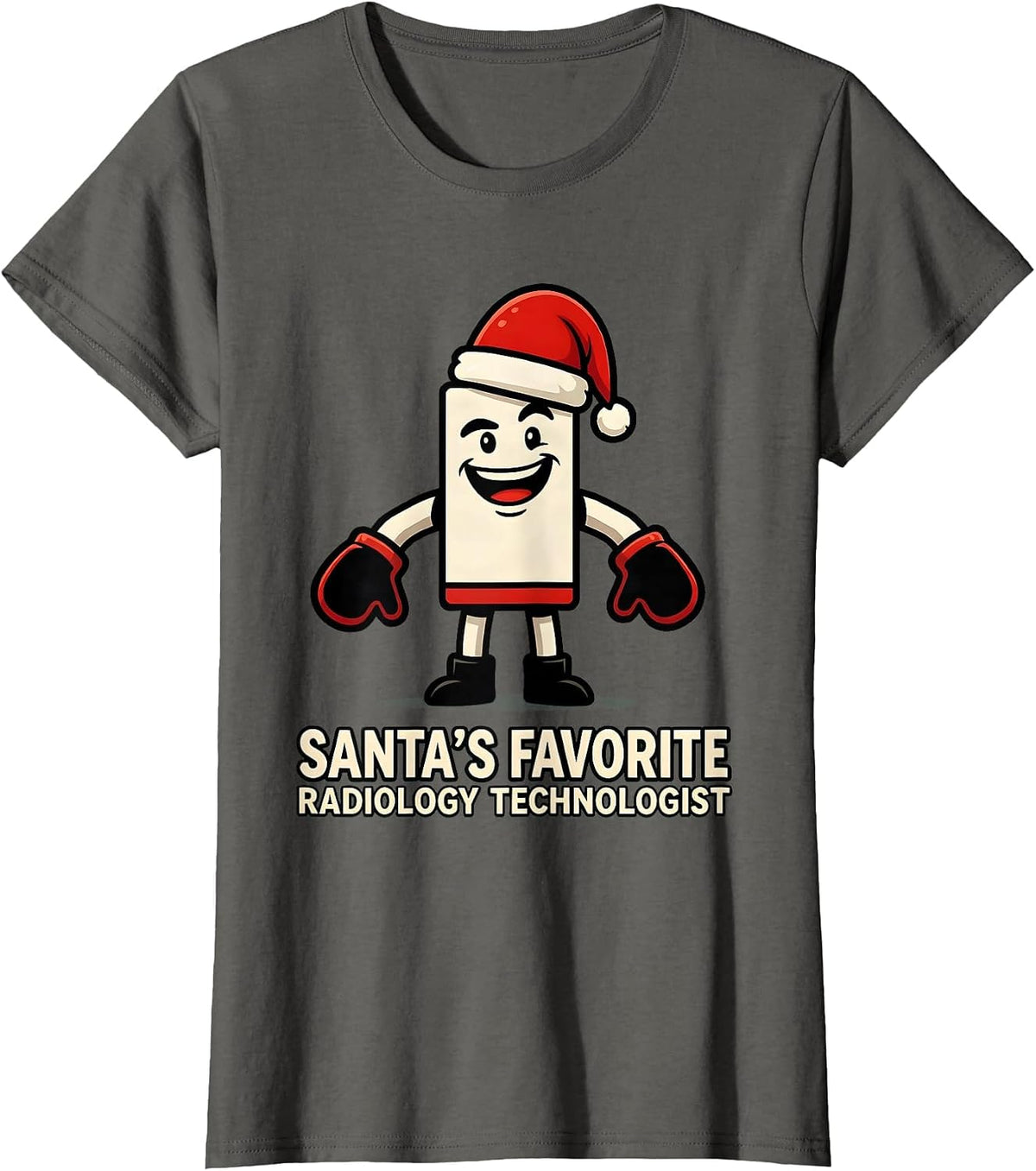 Women's Santa's Favorite Radiology Technologist Funny T-Shirt - Asphalt Grey