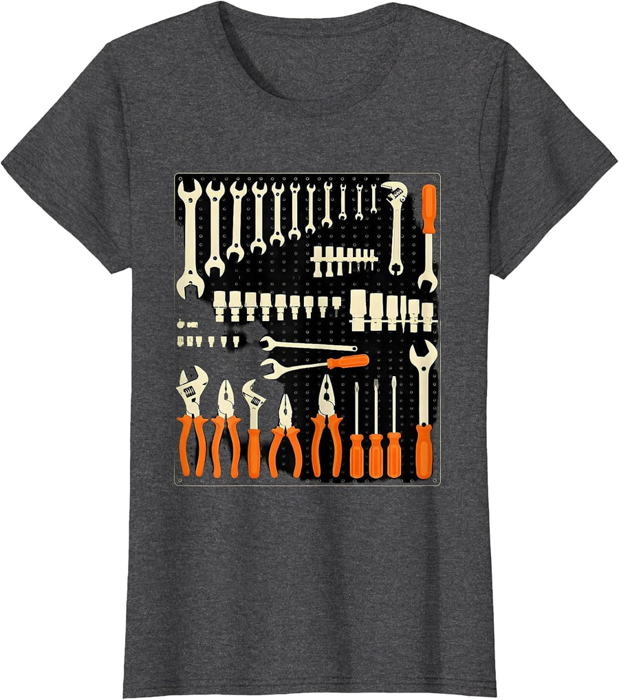 Women's Teach Your Kids To Change Oil Garage Tools T-Shirt - Dark Heather Grey