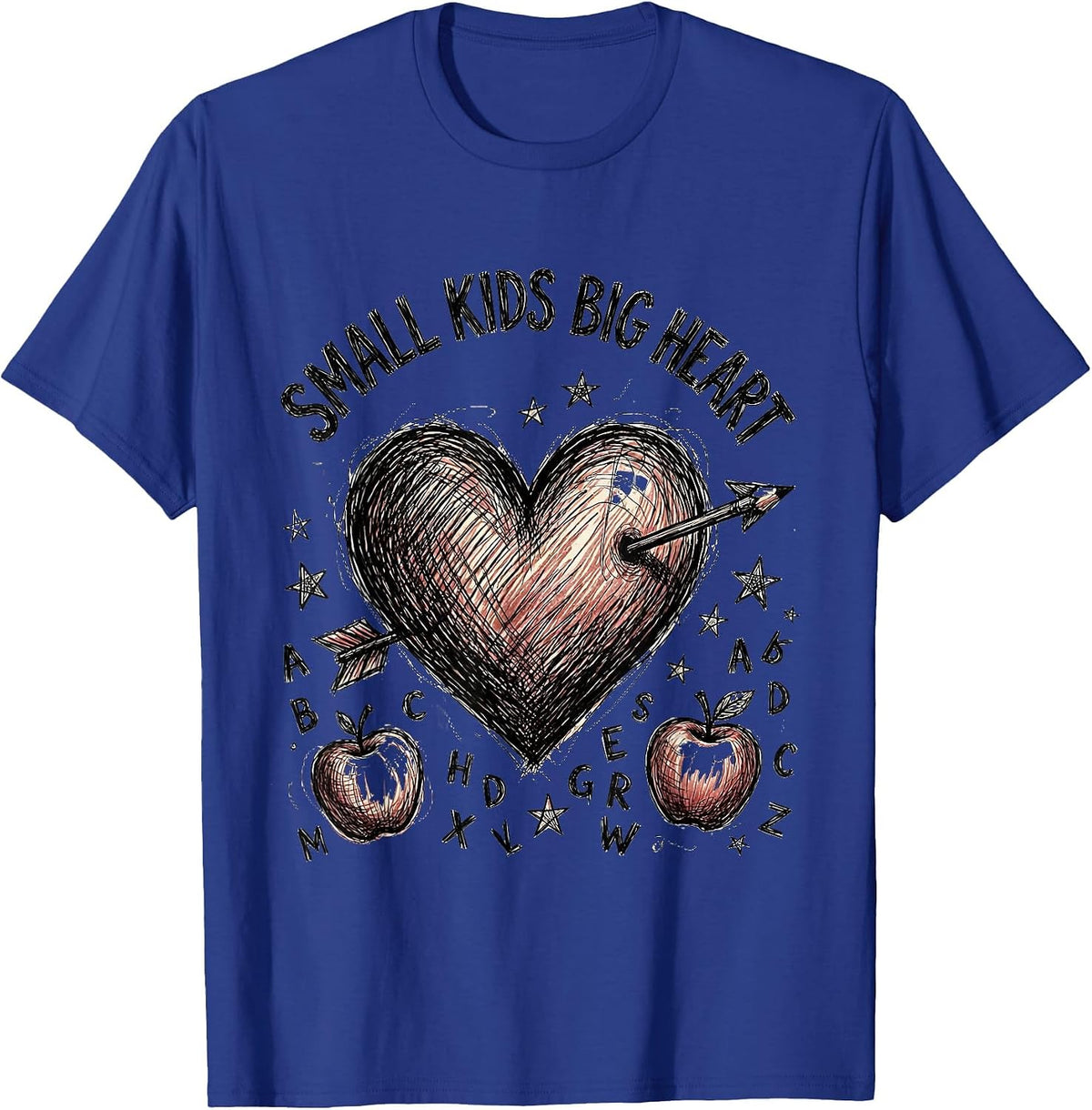 Men's Small Kids Big Heart First Grade Teacher Design T-Shirt - Royal Blue