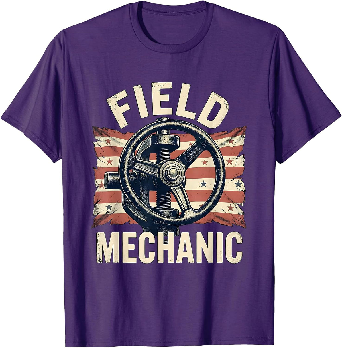 Field Mechanic Distressed American Flag Mechanic Gift T-Shirt - Purple