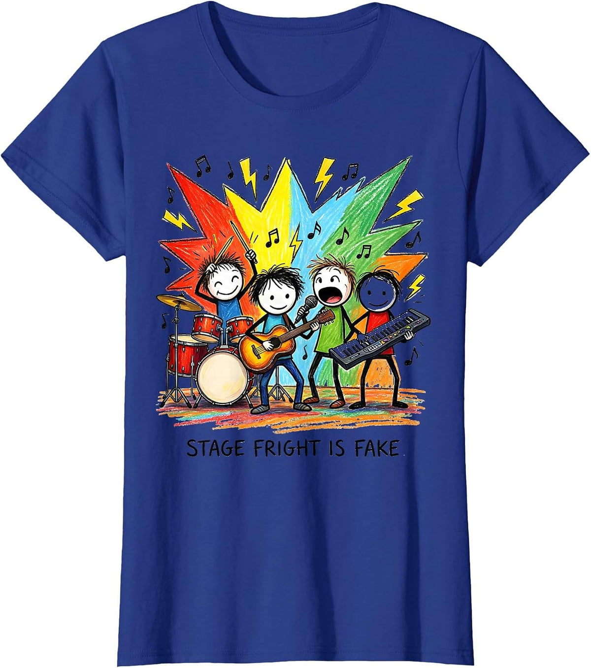 Women's Stage Fright Is Fake Bold Performer Design T-Shirt - Royal Blue