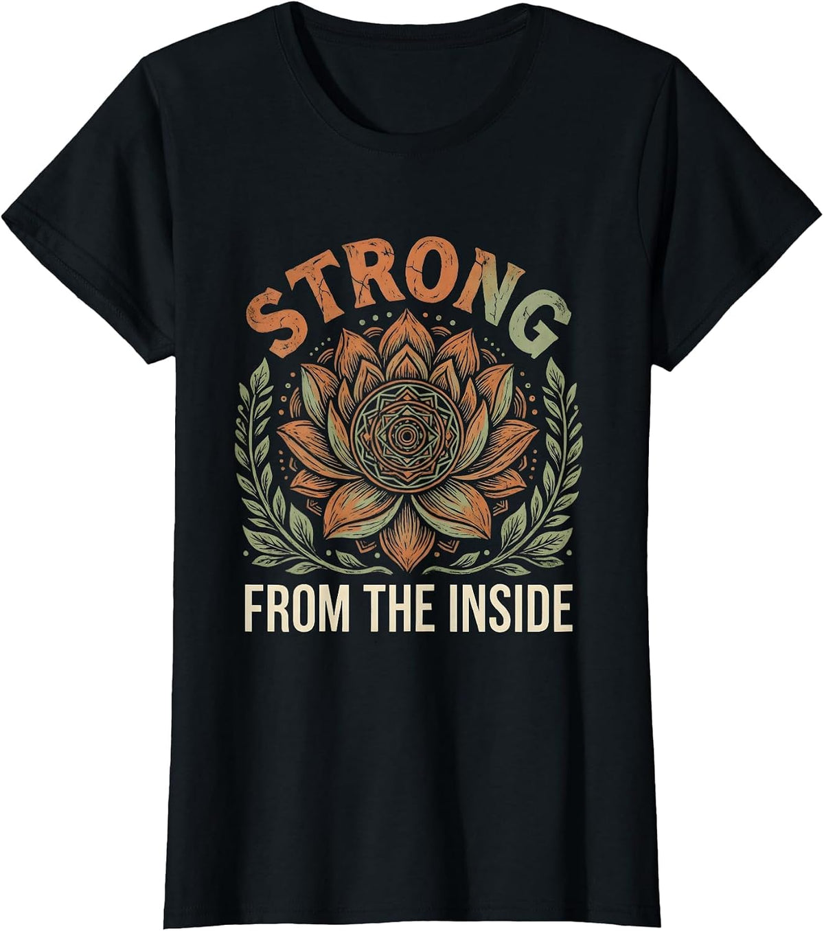 Strong From the Inside Pilates Design T-Shirt - Black