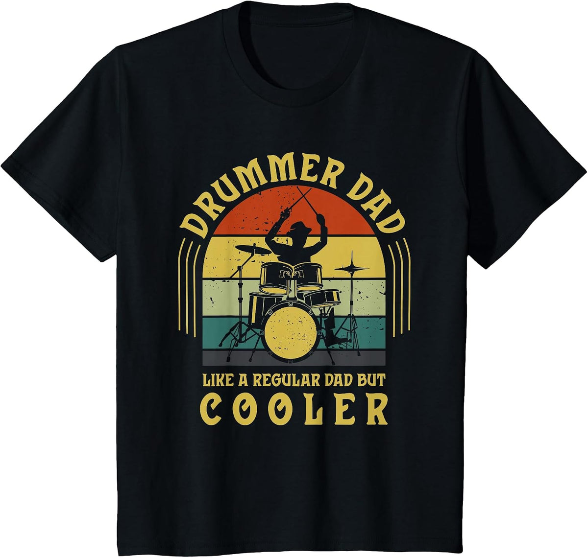 Funny Drummer Dad Art for Men Drumming Daddy Drum Players T-Shirt - Black