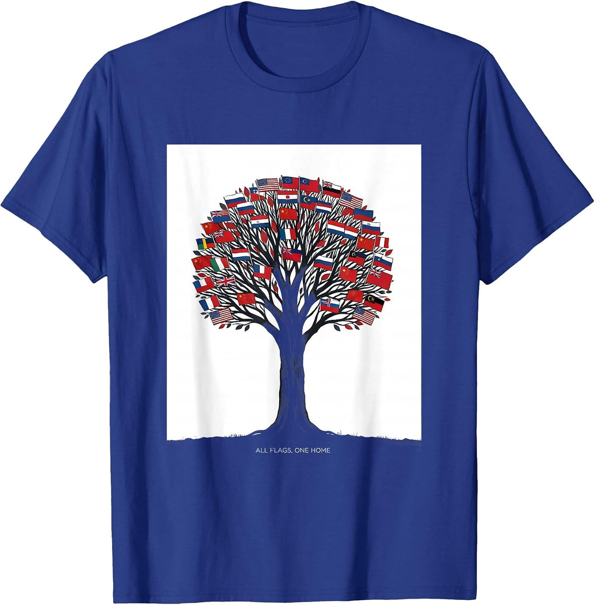 All Flags One Home Minimalist Geography Lover Gift T-Shirt - Royal Blue